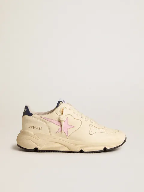 Running Sole Donna in nappa con stella in pelle rosa e talloncino in pelle blu