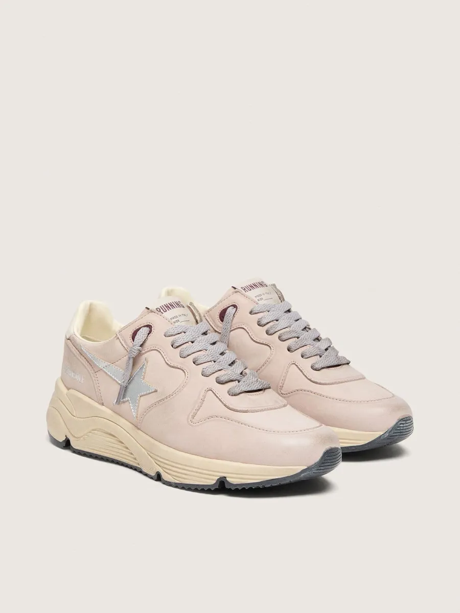 Running Sole donna in pelle rosa cipria con stella argento