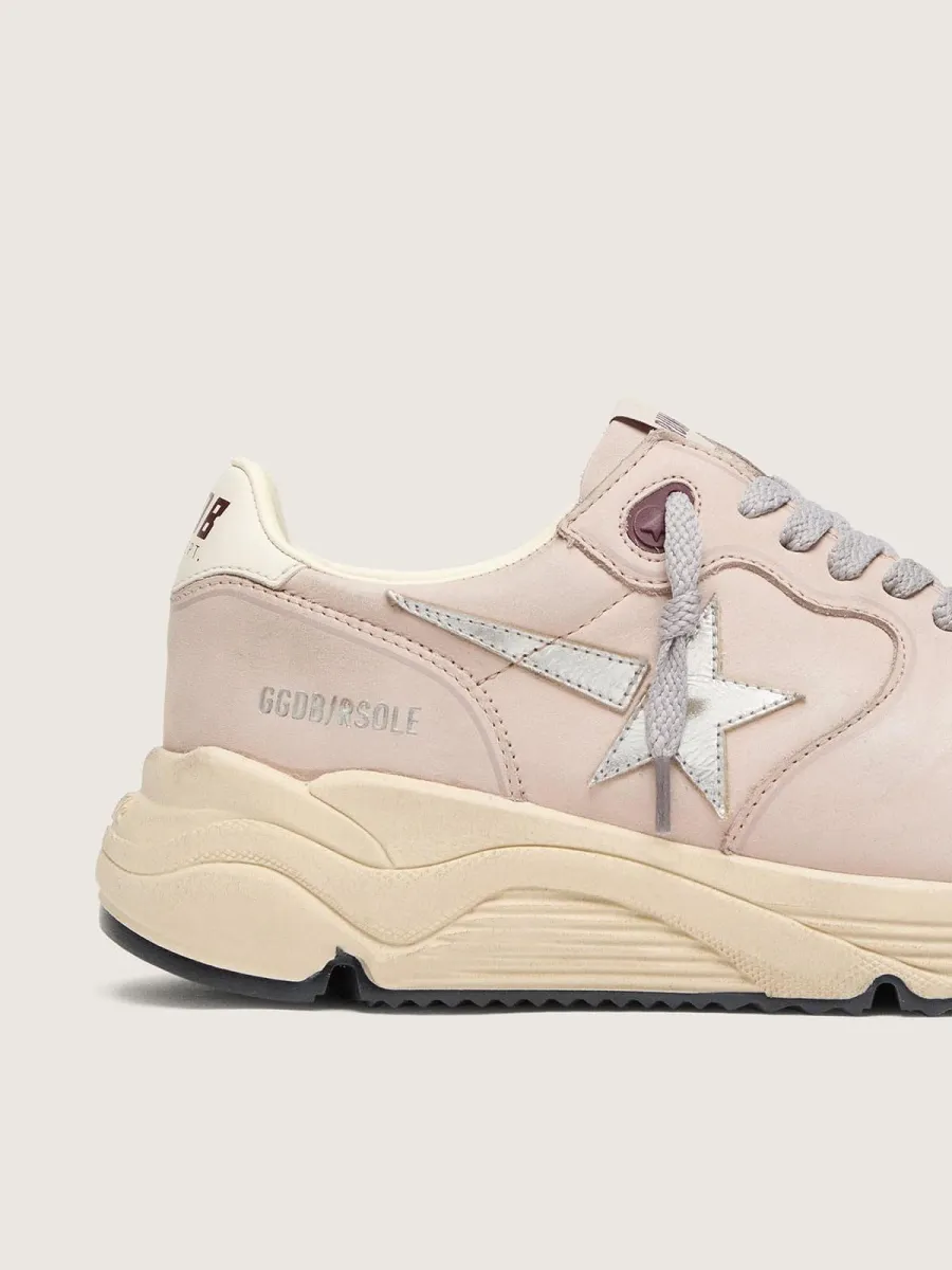 Running Sole donna in pelle rosa cipria con stella argento
