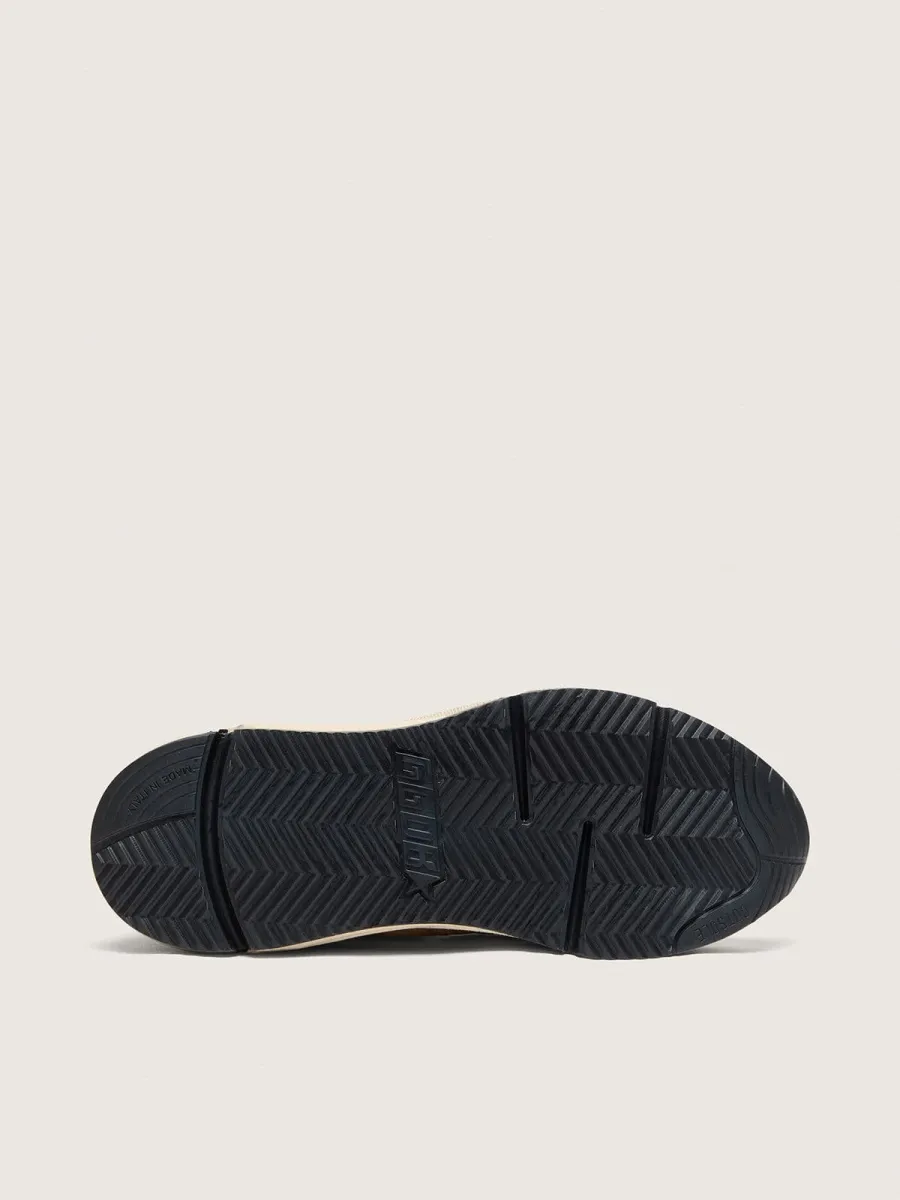 Running Sole donna in nylon e pelle crema con stella in pelle verde