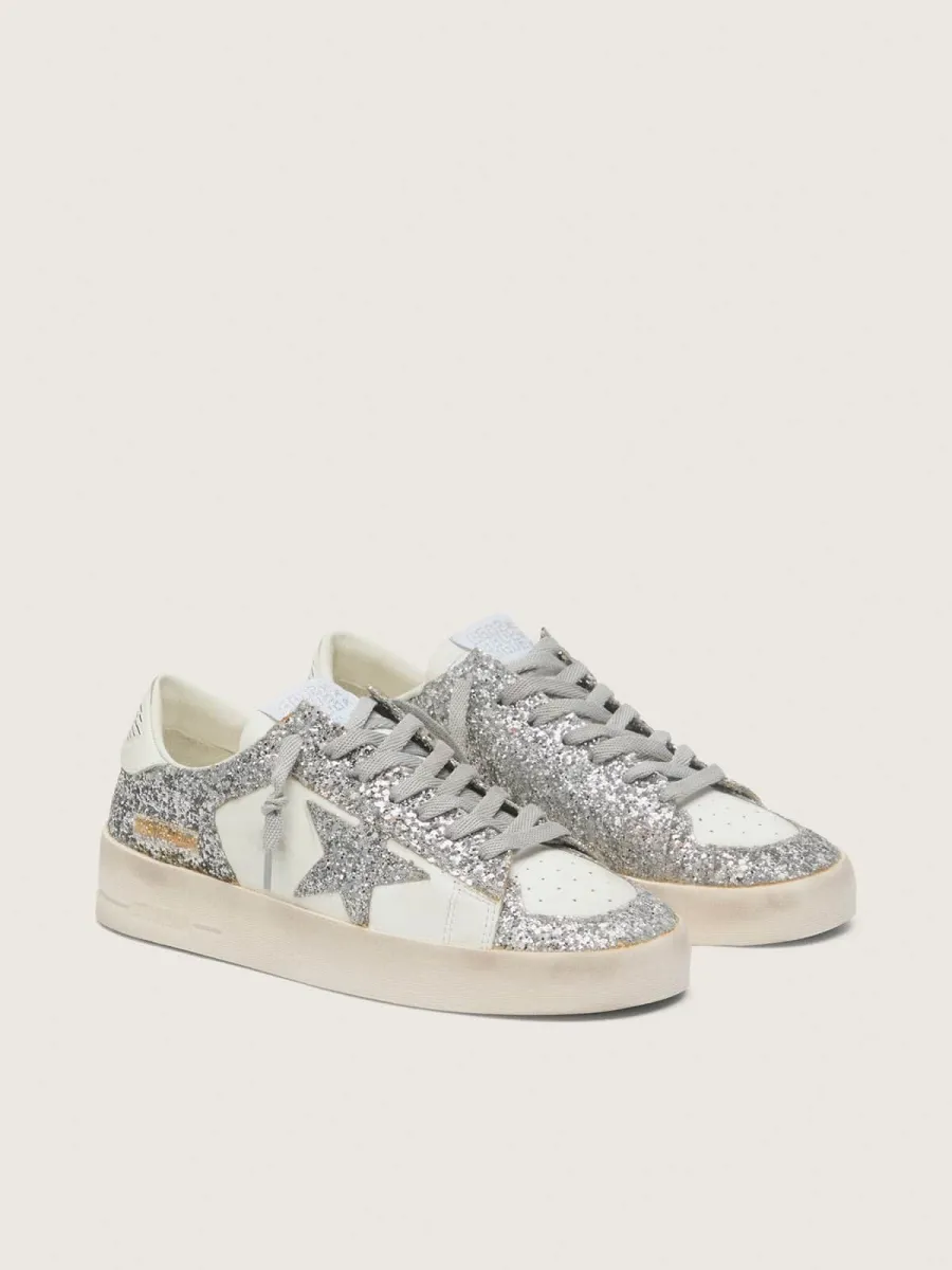 Stardan Donna in pelle bianca e glitter