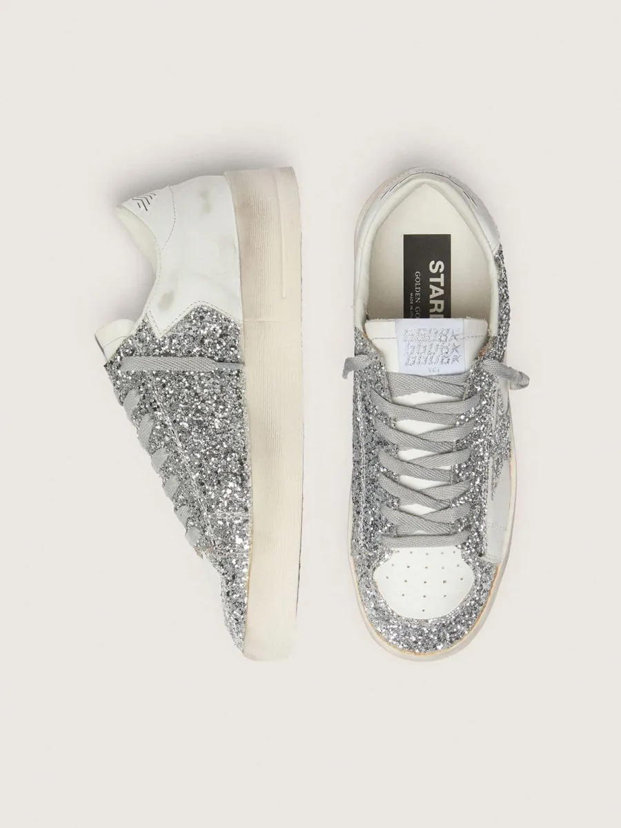 Stardan Donna in pelle bianca e glitter