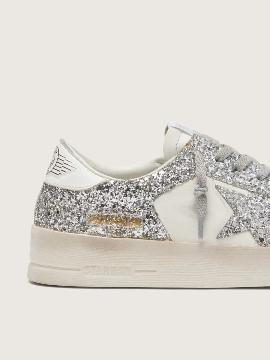 Stardan Donna in pelle bianca e glitter