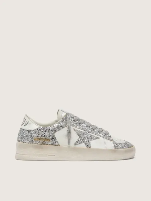 Stardan Donna in pelle bianca e glitter