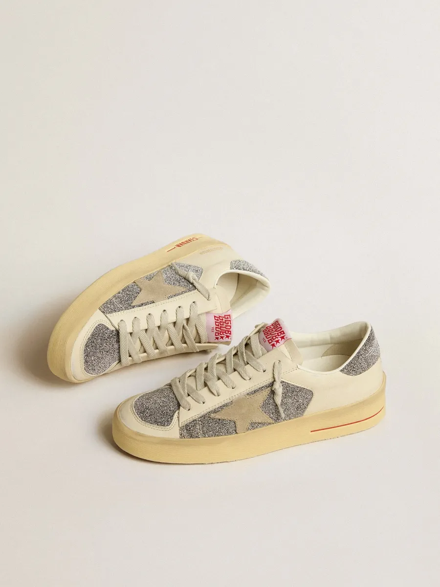 Stardan Donna in suede con stella sabbia e inserti in cristalli Swarovski argento