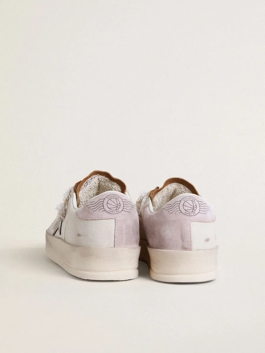 Stardan in nappa con stella in pelle laminata argento e talloncino in suede rosa