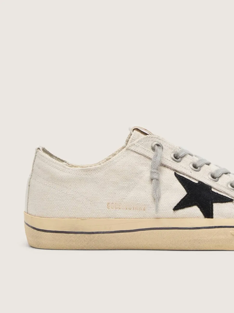 V-Star Donna  con stella in suede nero e scritta ricamata