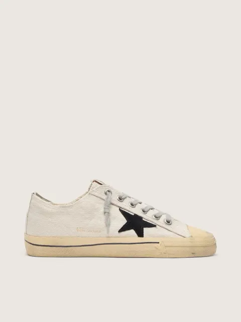 V-Star Donna  con stella in suede nero e scritta ricamata