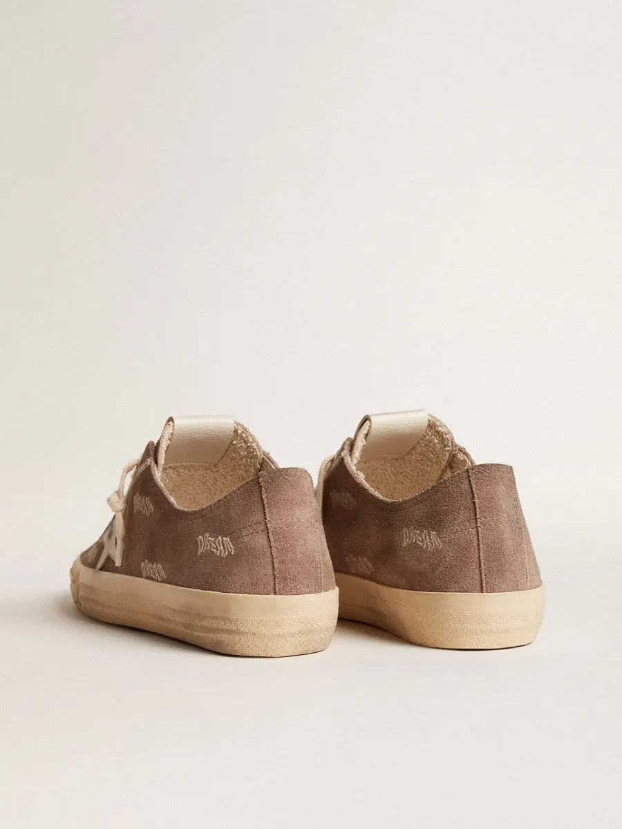 V-Star Donna in suede color tortora con stella in pelle grigio chiaro