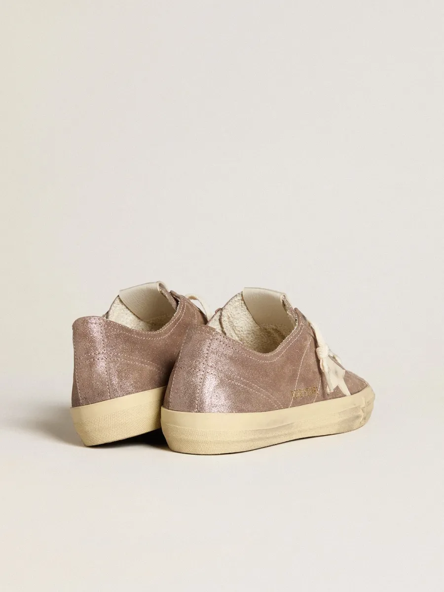 V-Star Donna in suede laminato marrone chiaro con stella in pelle crema