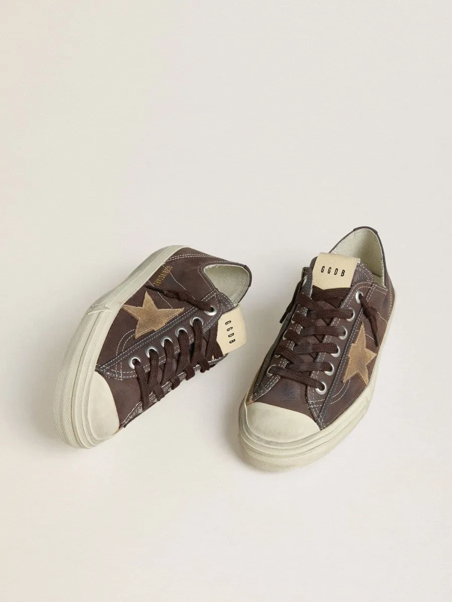 V-Star Donna in nabuk marrone con stella in suede color tabacco