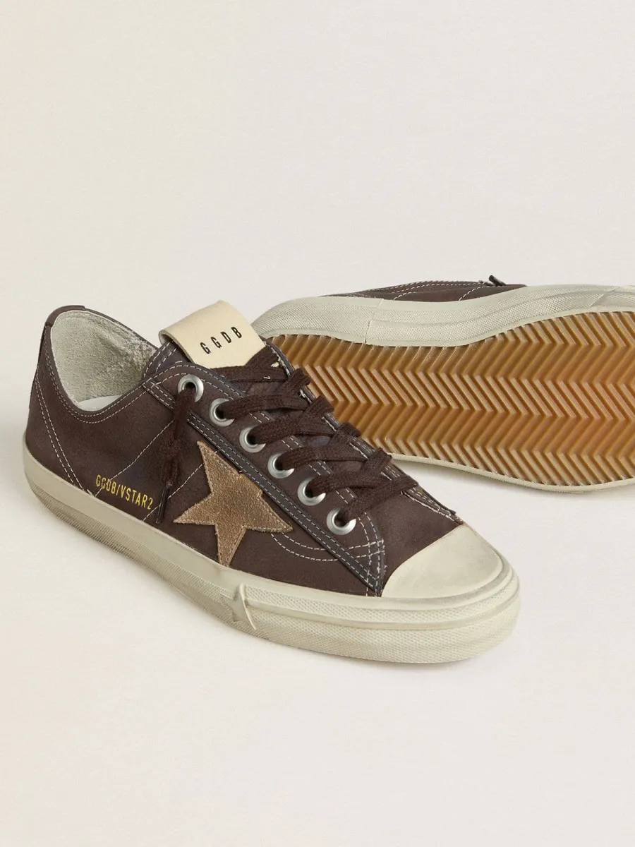 V-Star Donna in nabuk marrone con stella in suede color tabacco