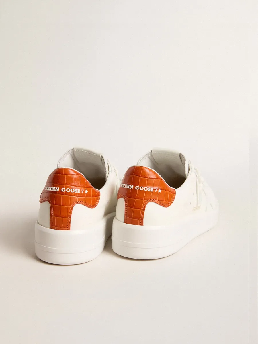 Purestar Donna con stella in pelle bianca e talloncino arancione