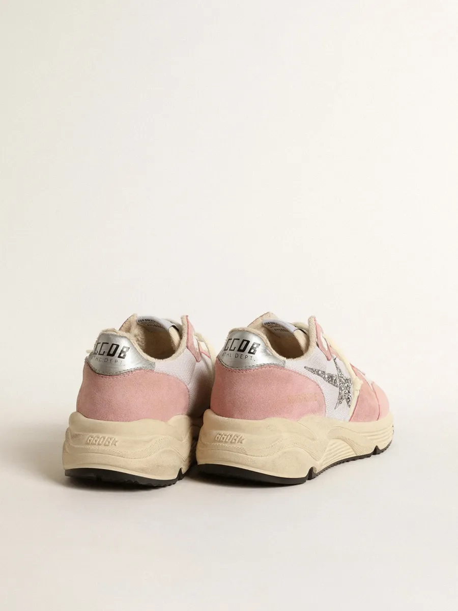 Running Sole Donna in rete grigia e suede con stella in glitter argento