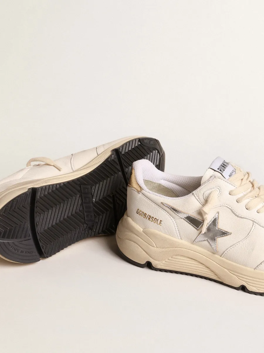 Running Sole in nappa con stella argento e talloncino in pelle oro