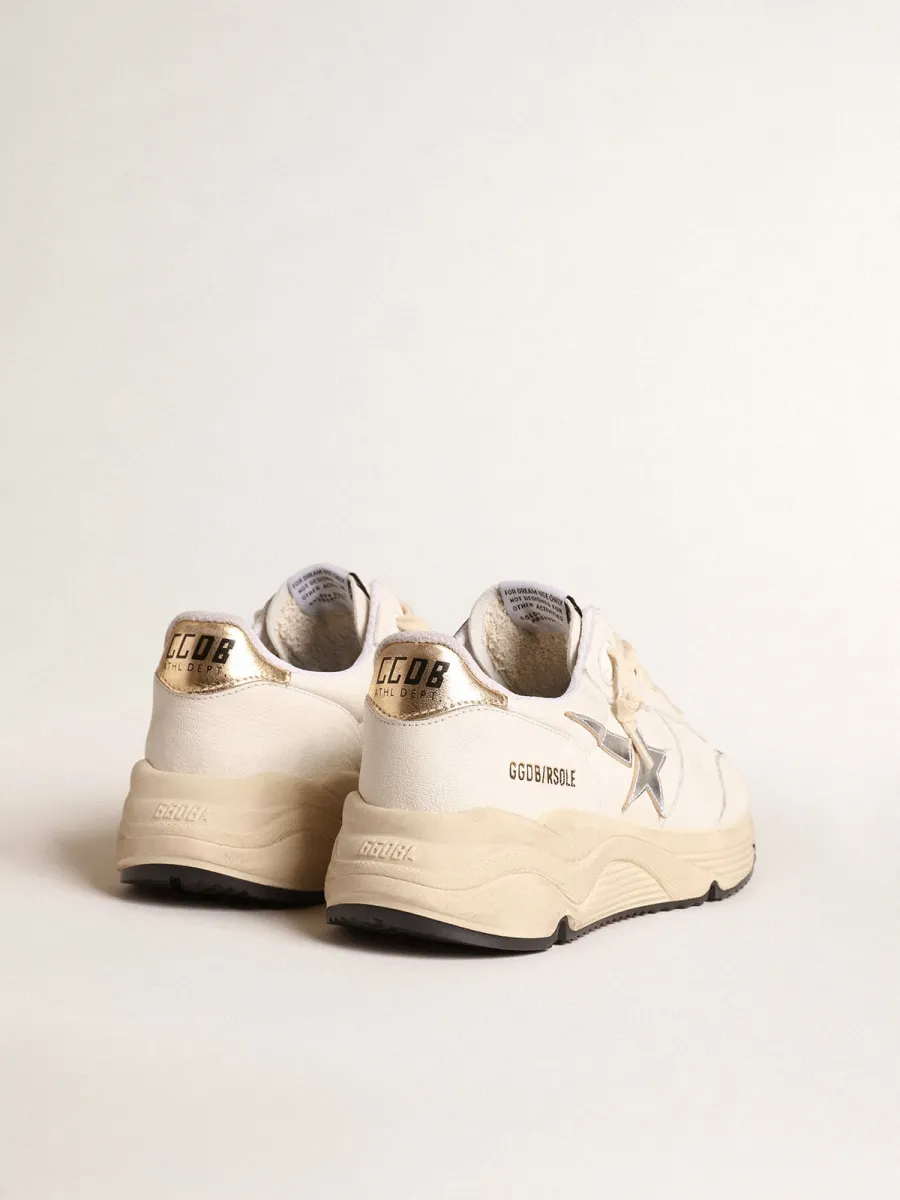 Running Sole in nappa con stella argento e talloncino in pelle oro