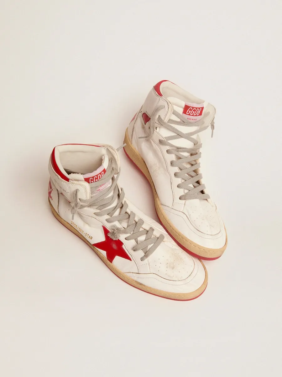 Sky-Star Donna in nappa bianca con stella e talloncino rosso
