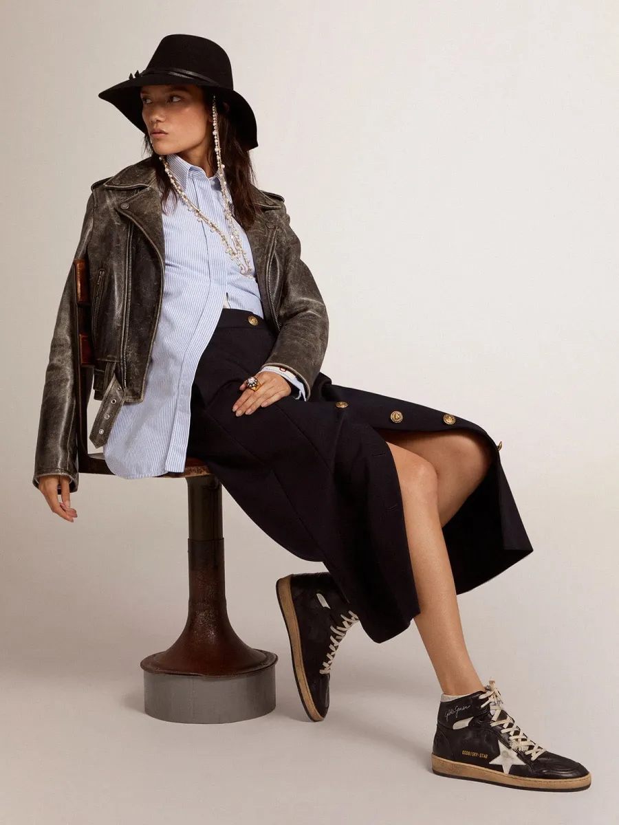 Sky-Star Donna in nappa nera con stella bianca