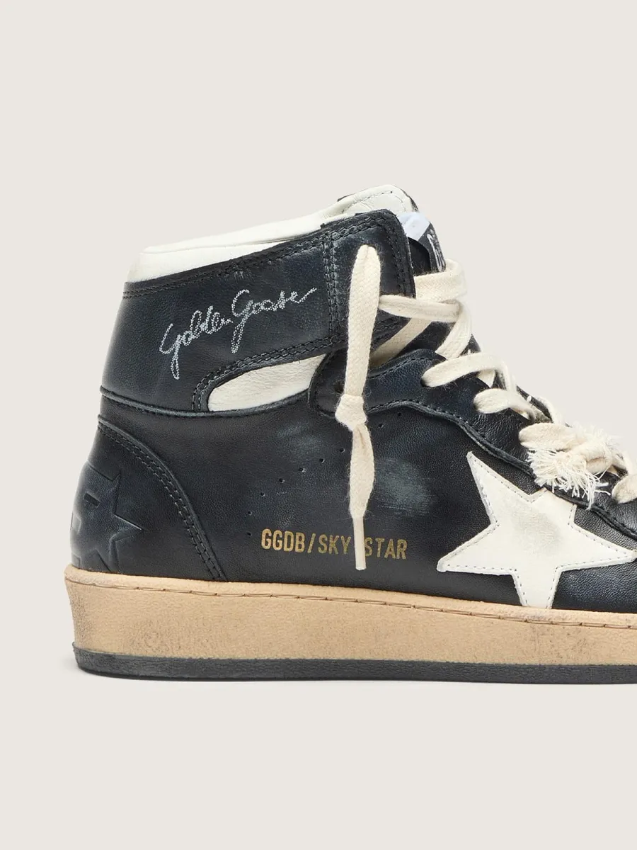 Sky-Star Donna in nappa nera con stella bianca