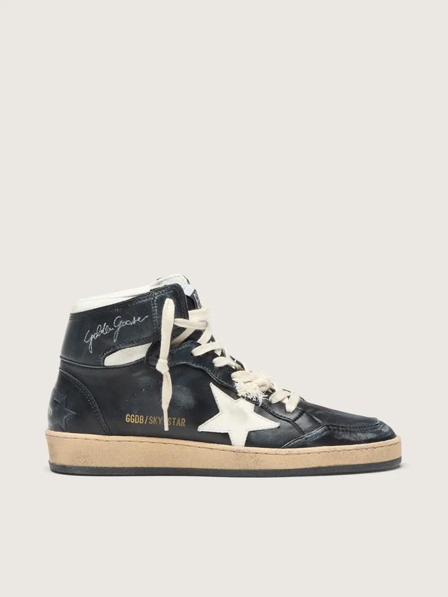 Sky-Star Donna in nappa nera con stella bianca