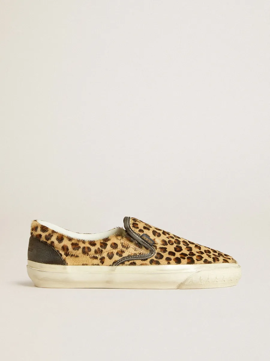 VCE Penstar Donna in cavallino leopardato con talloncino in pelle nera
