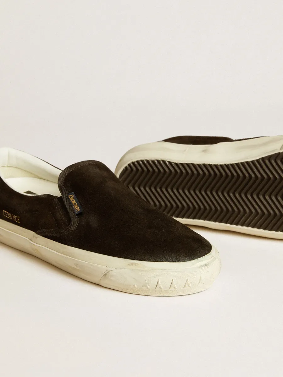 VCE Penstar Donna in suede nero con talloncino in pelle nera