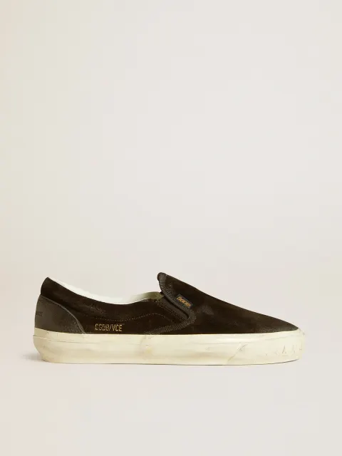 VCE Penstar Donna in suede nero con talloncino in pelle nera