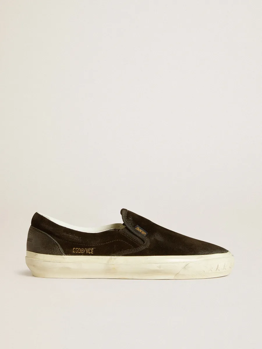 VCE Penstar Donna in suede nero con talloncino in pelle nera