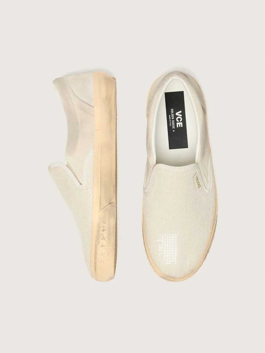 VCE Penstar Donna in suede beige e pailletes color perla