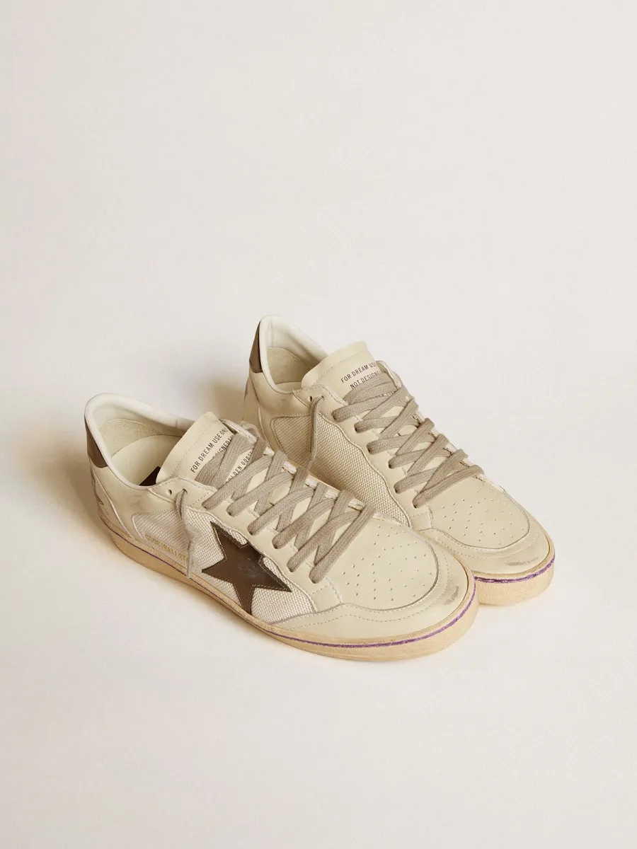 Ball Star in rete e pelle con stella e talloncino in pelle laminata