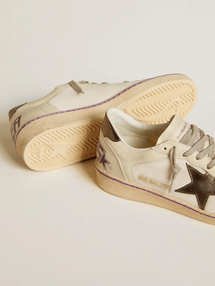 Ball Star in rete e pelle con stella e talloncino in pelle laminata