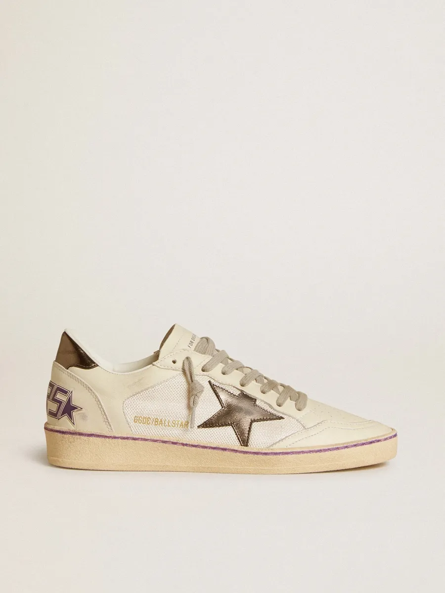 Ball Star in rete e pelle con stella e talloncino in pelle laminata