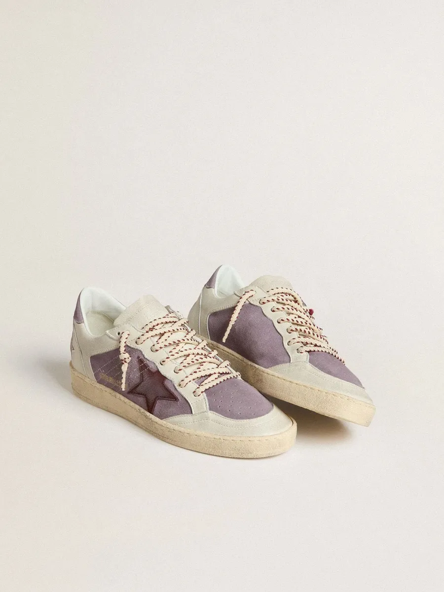 Ball Star Donna in suede lilla con stella in pelle bordeaux e talloncino in suede lilla
