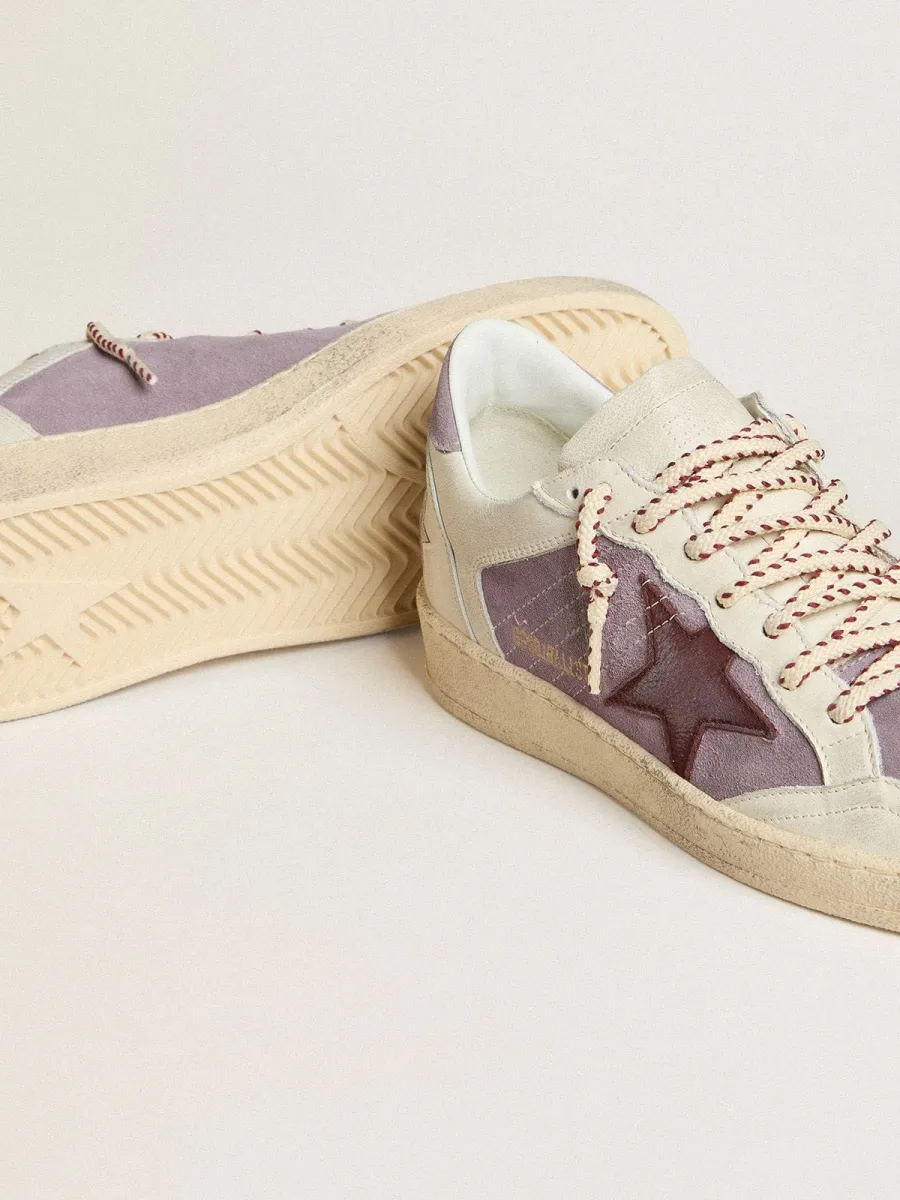 Ball Star Donna in suede lilla con stella in pelle bordeaux e talloncino in suede lilla