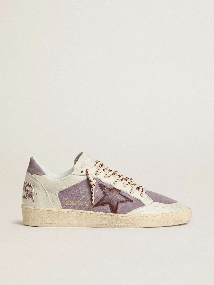 Ball Star Donna in suede lilla con stella in pelle bordeaux e talloncino in suede lilla