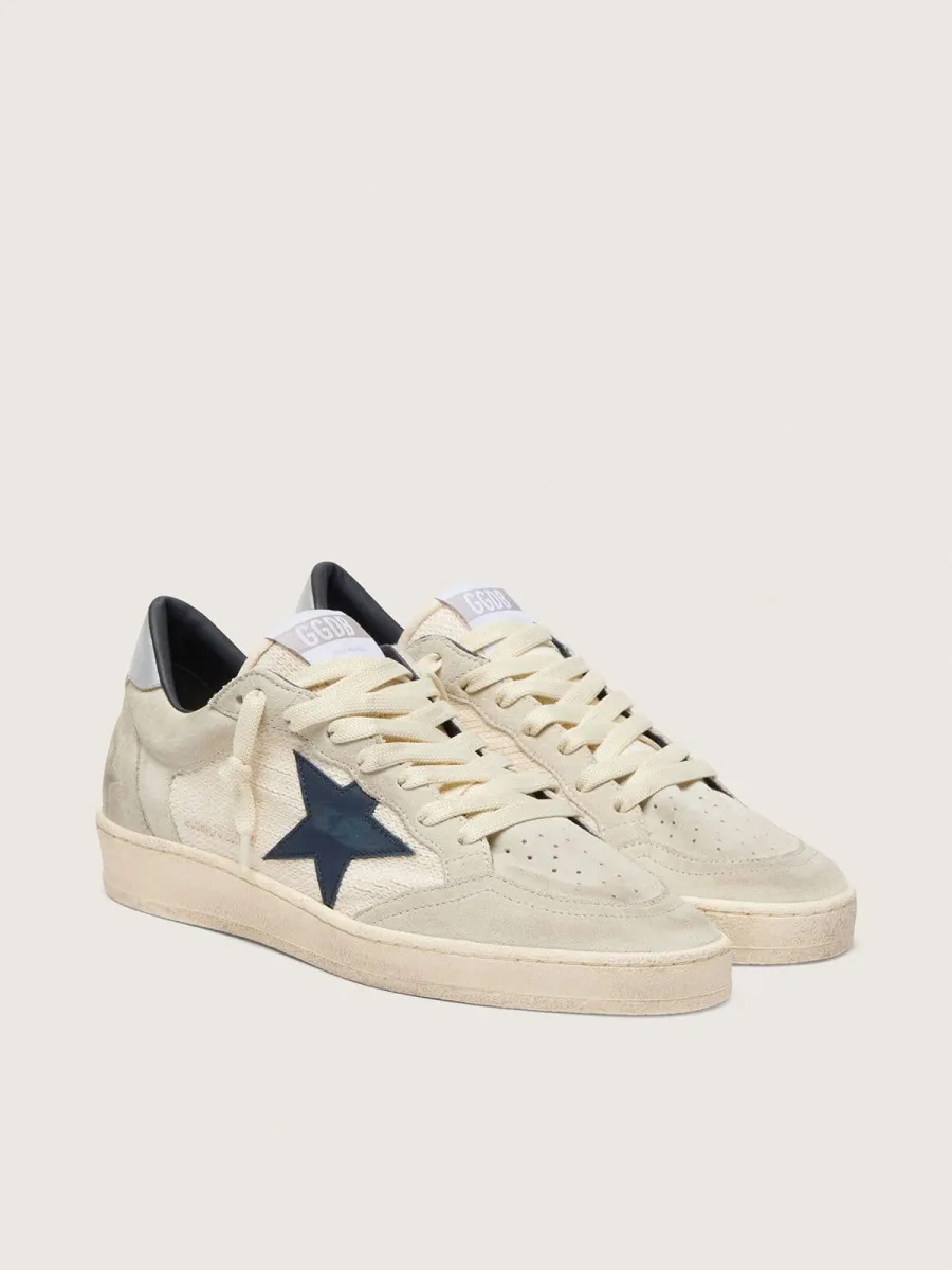 Ball Star LTD donna in suede grigio con stella blu e inserti in crochet color crema