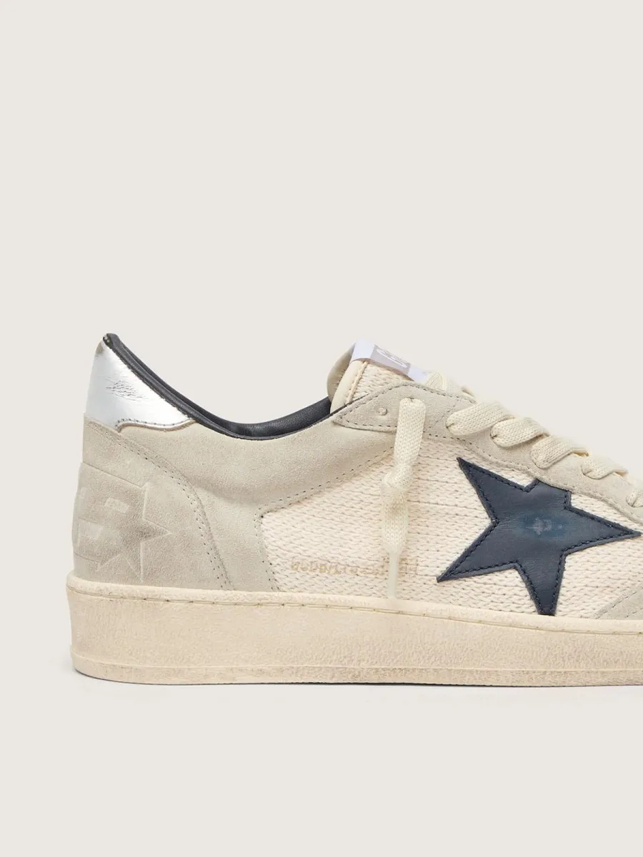Ball Star LTD donna in suede grigio con stella blu e inserti in crochet color crema