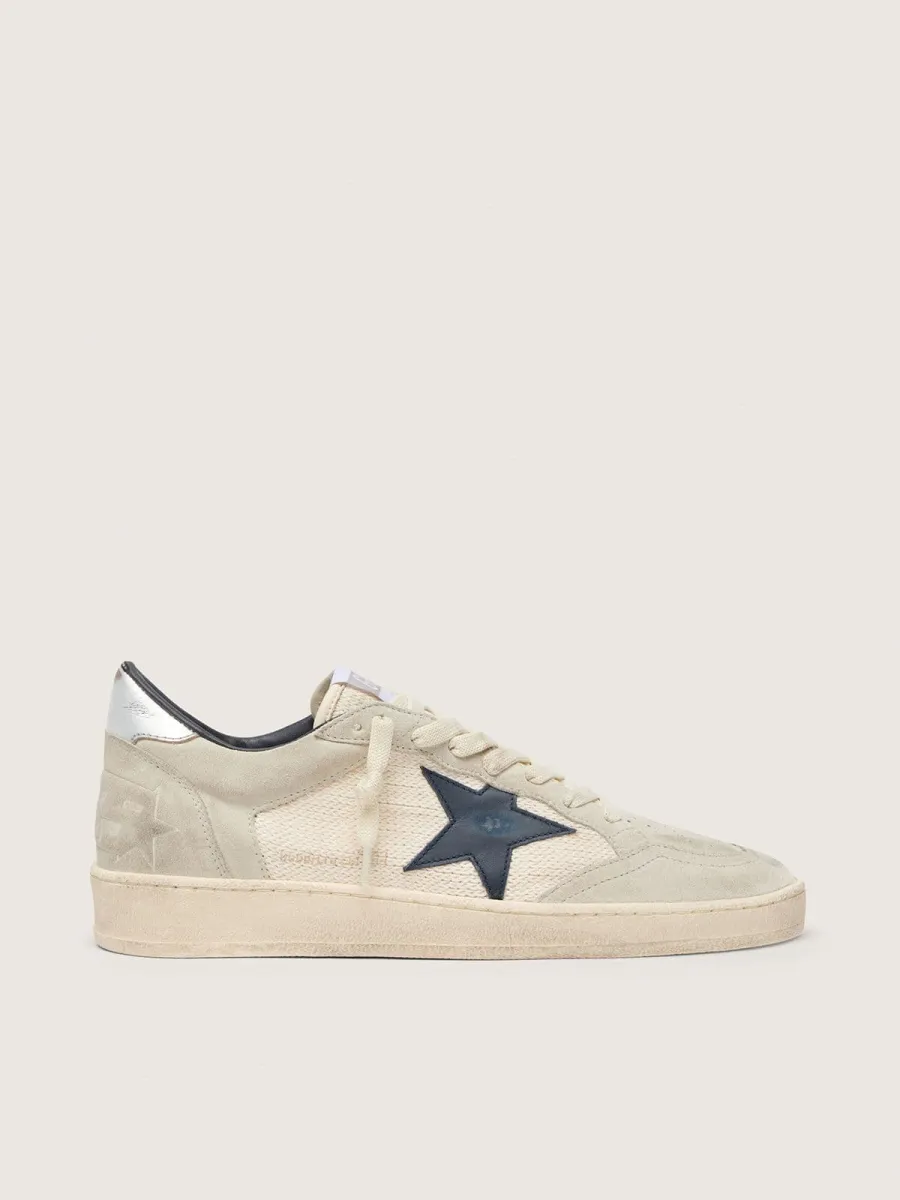 Ball Star LTD donna in suede grigio con stella blu e inserti in crochet color crema