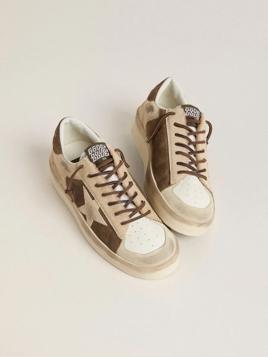 Stardan Donna in suede verde militare e cavallino beige con stella in suede beige
