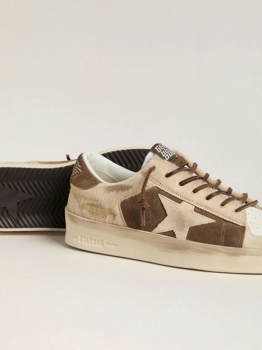 Stardan Donna in suede verde militare e cavallino beige con stella in suede beige