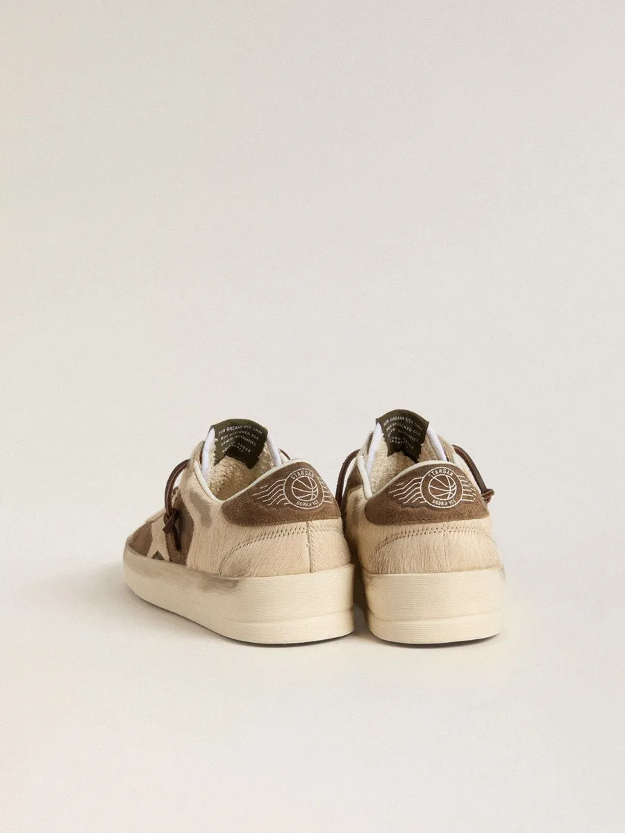 Stardan Donna in suede verde militare e cavallino beige con stella in suede beige