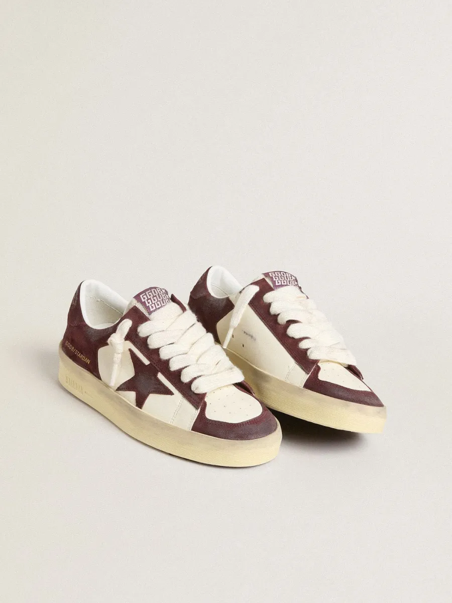 Stardan Donna in nappa bianca con stella e talloncino in suede bordeaux