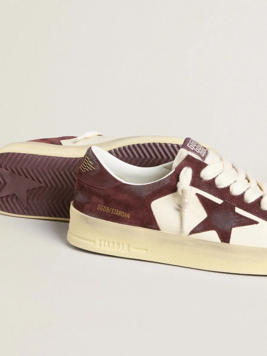 Stardan Donna in nappa bianca con stella e talloncino in suede bordeaux
