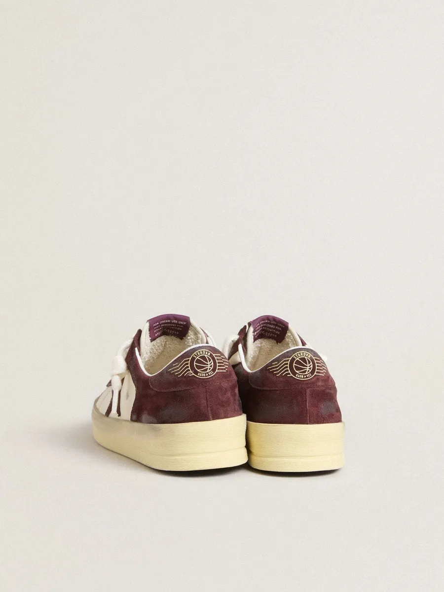 Stardan Donna in nappa bianca con stella e talloncino in suede bordeaux