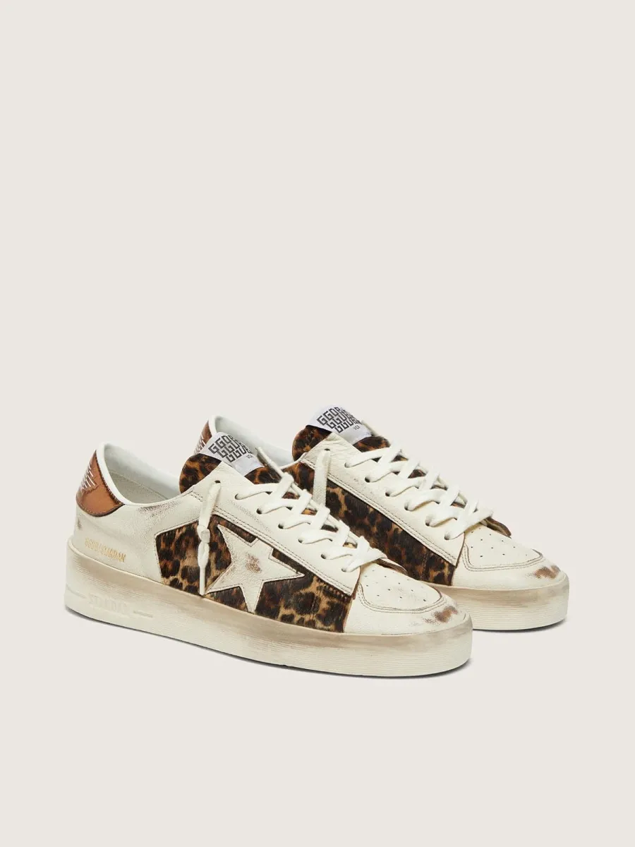 Stardan donna in pelle bianca e cavallino leo con stella in pelle bianca