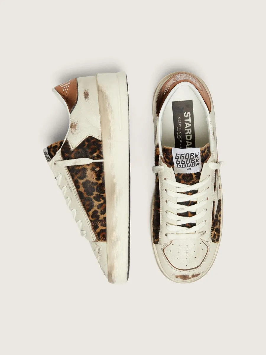 Stardan donna in pelle bianca e cavallino leo con stella in pelle bianca