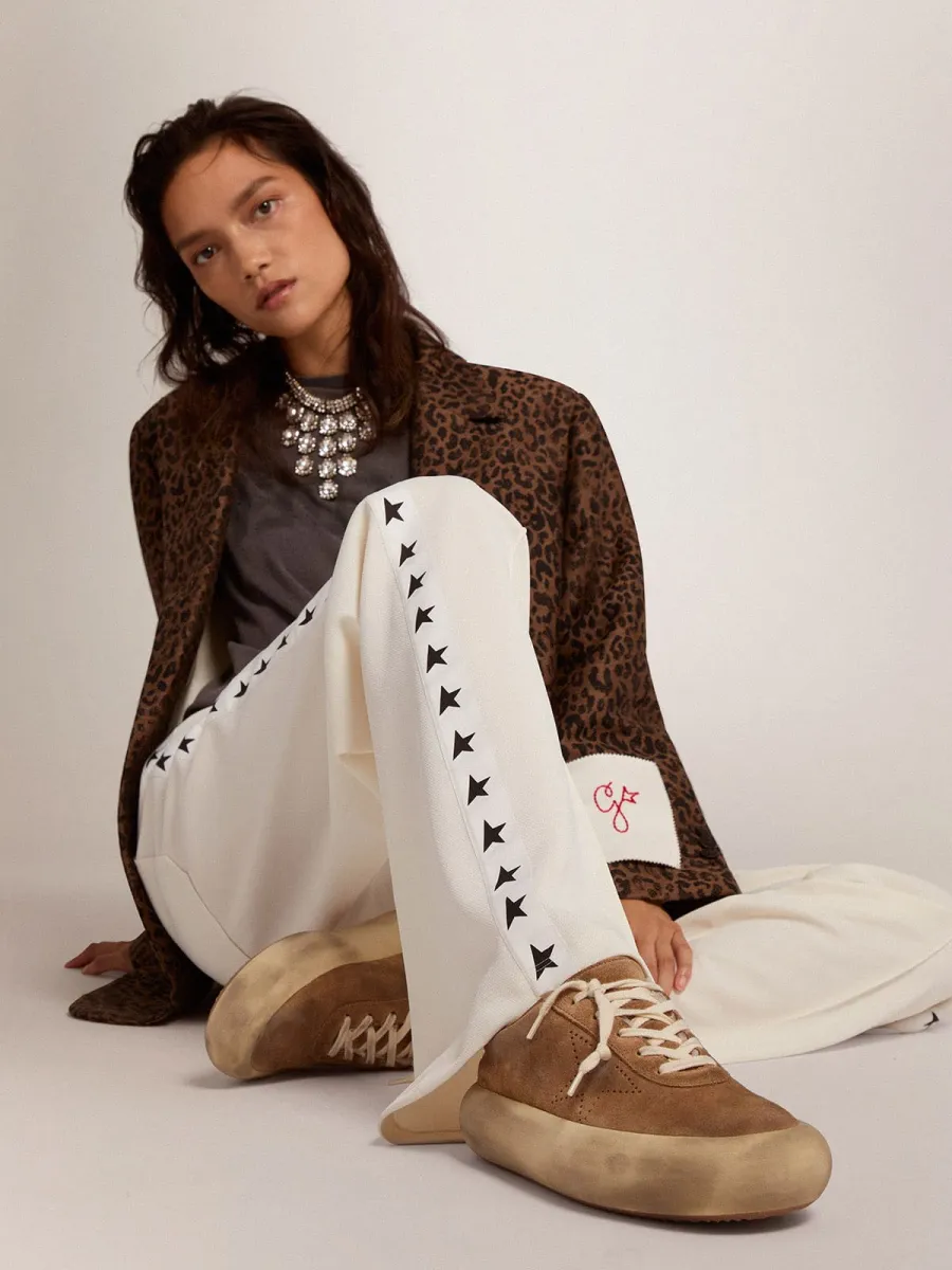 Scarpe Space-Star Donna in suede color tabacco e fodera in shearling