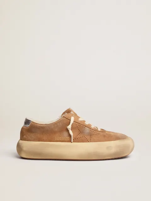 Scarpe Space-Star Donna in suede color tabacco e fodera in shearling