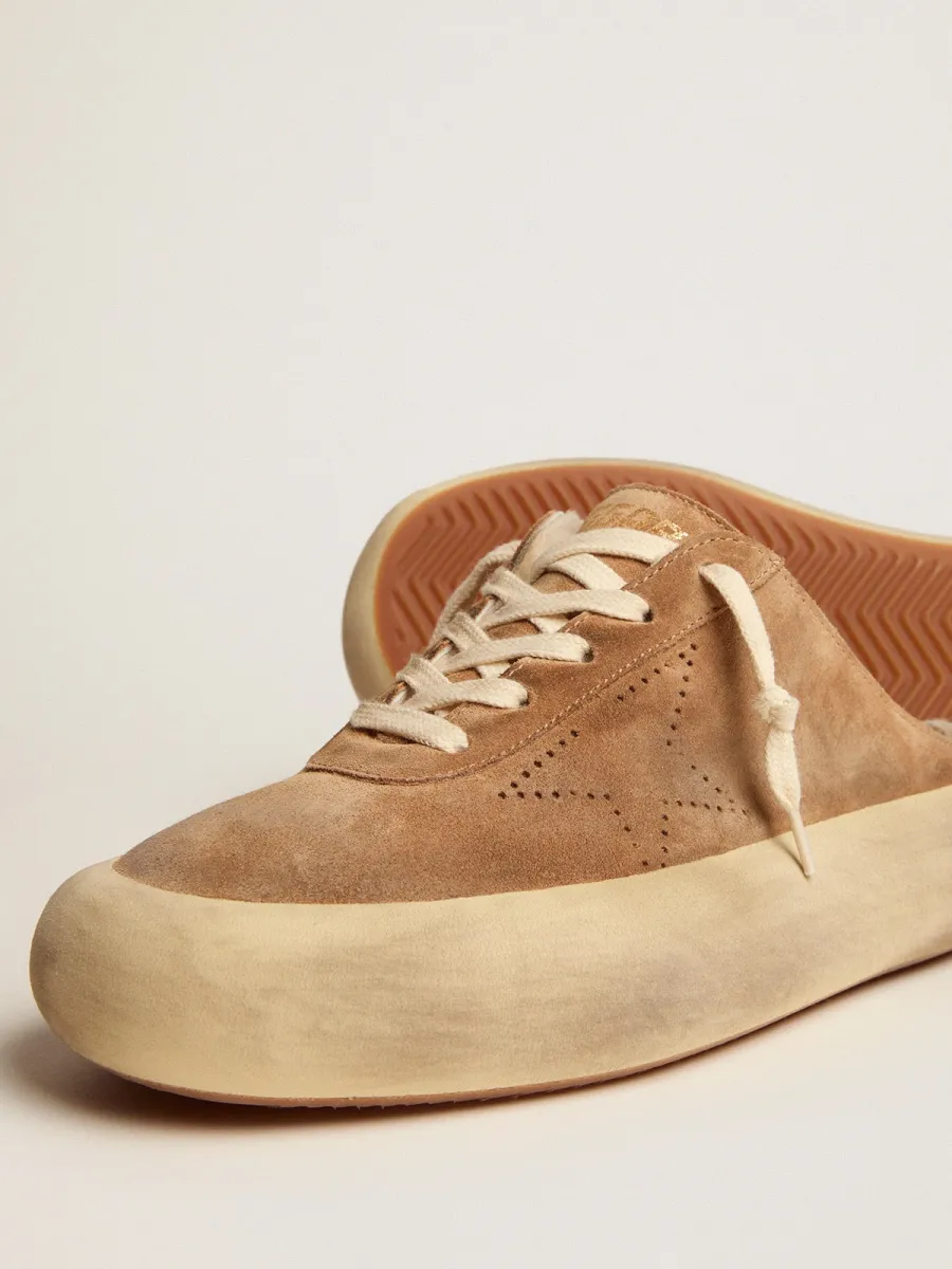 Scarpe Space-Star Sabot Donna in suede color tabacco e fodera in shearling
