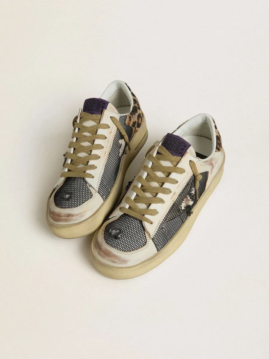 Stardan Donna in nappa e rete con talloncino in cavallino leopardato